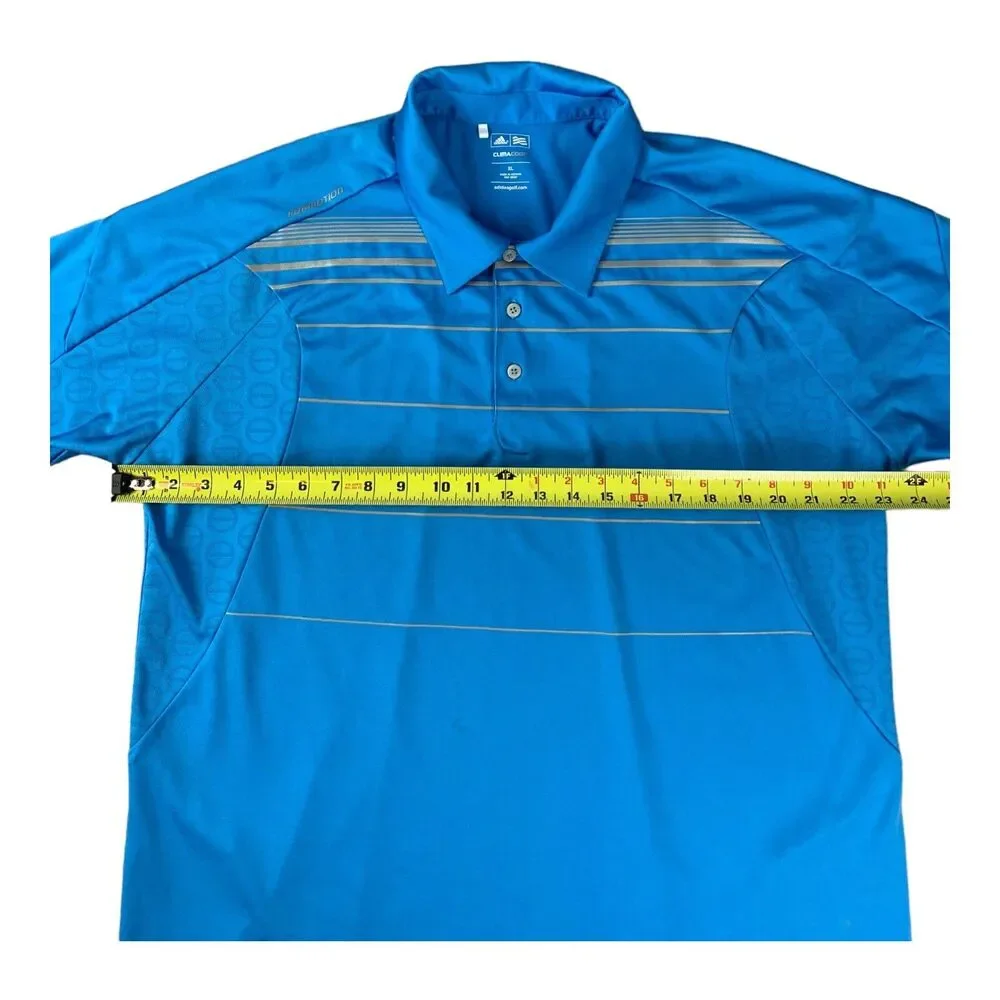 Adidas Golf Men's Polo Shirt ClimaCool, Blue Striped, Moisture Wicking, Size XL